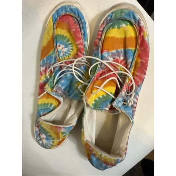 Women's Mandala Tie Dye Low Top Canvas Boat Shoe Loafer Multicolor Size 39 - Picture 3 of 7